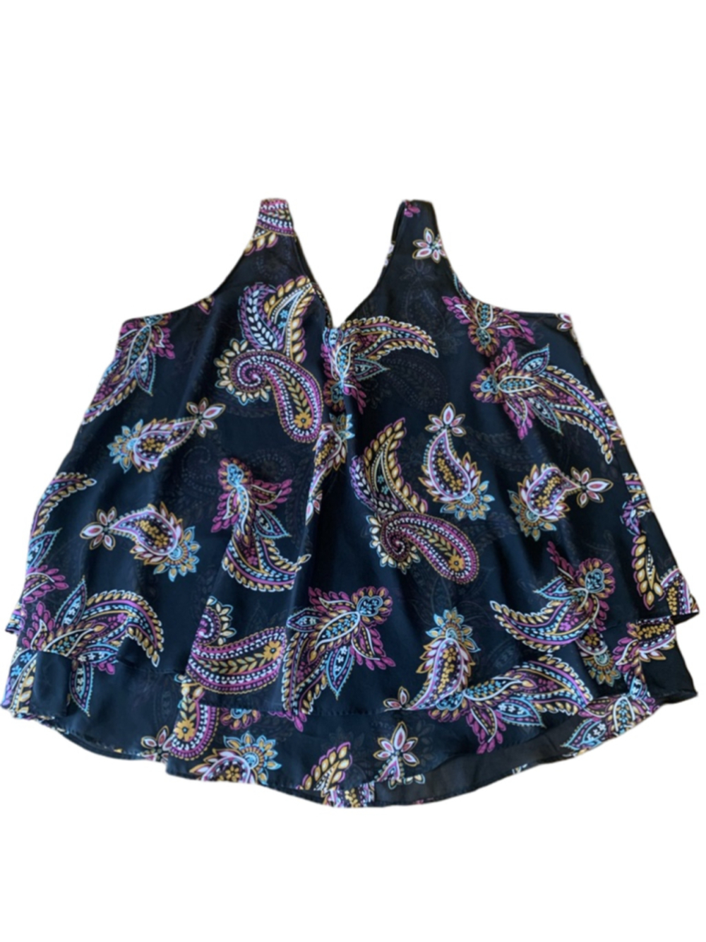 Layne Bryant Top 22 Black Multi Color Paisley Design Sleeveless